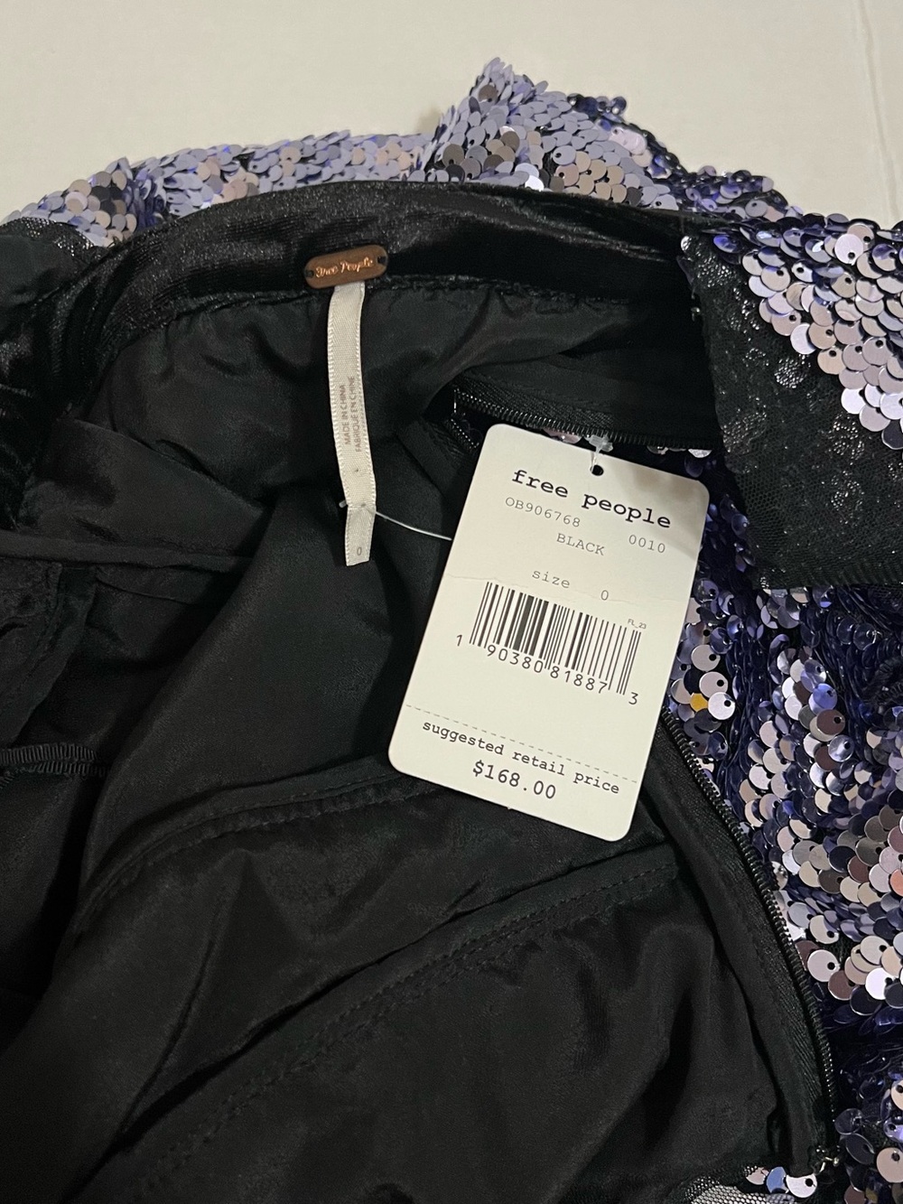Free People Silver Violet Sequin Open-Back Mini Dress Size 0 - Picture 9 of 10